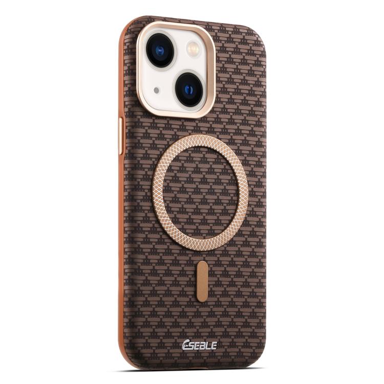 

For iPhone 14 / 13 ESEBLE L3 Triangular Shield Metal Lens Magnetic Phone Case(Dark Brown)