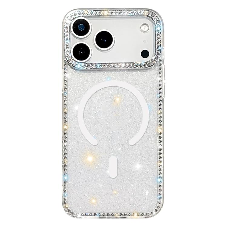 

For iPhone 17 Pro Max Rhinestone Dual-side IMD PC Hybrid TPU Magnetic Phone Case(Glitter Transparent)