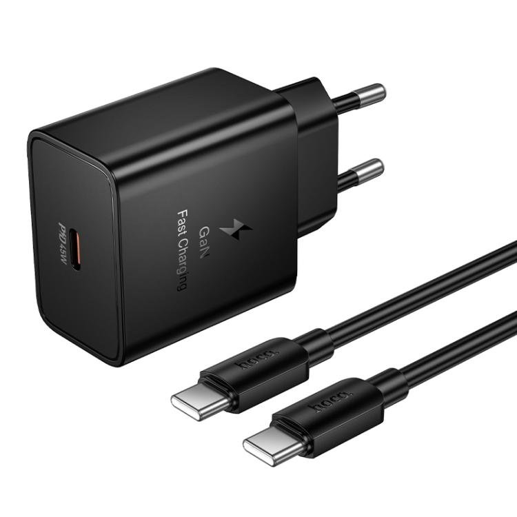 

hoco N77 Star PD 45W USB-C / Type-C Single Port Charger with 1m Type-C Cable, EU Plug(Black)