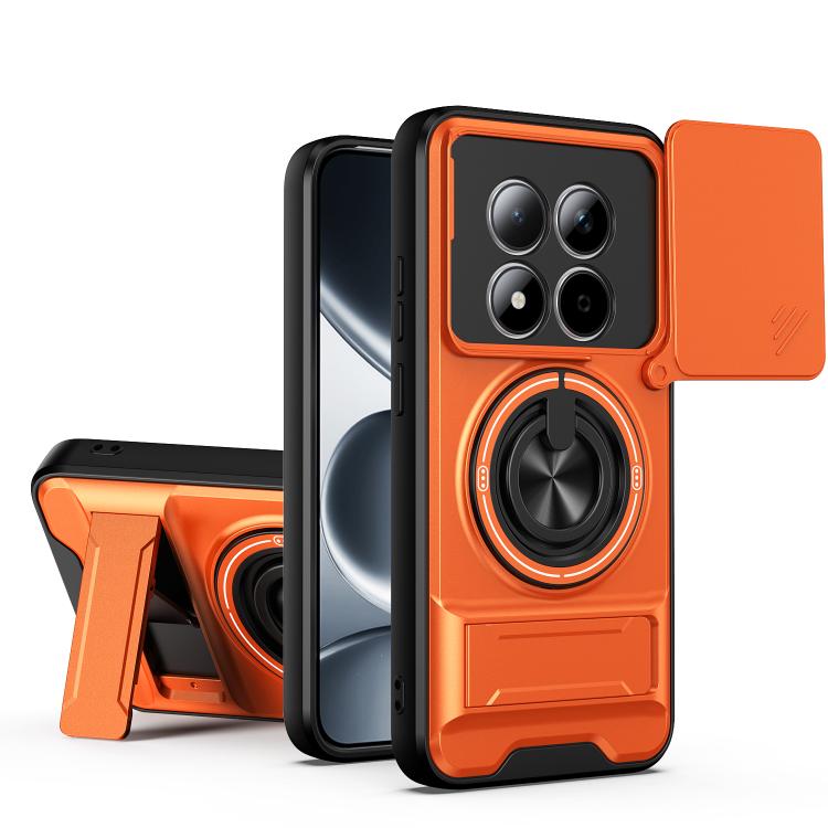 

For Redmi Note 15 Pro+ 5G Global 163.3mm Lens Sliding Window Multifunctional Magnetic Shockproof Phone Case(Orange)