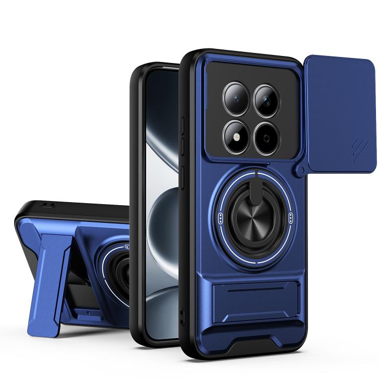 

For Redmi Note 15 Pro 4G Global 163.2mm Lens Sliding Window Multifunctional Magnetic Shockproof Phone Case(Royal Blue)