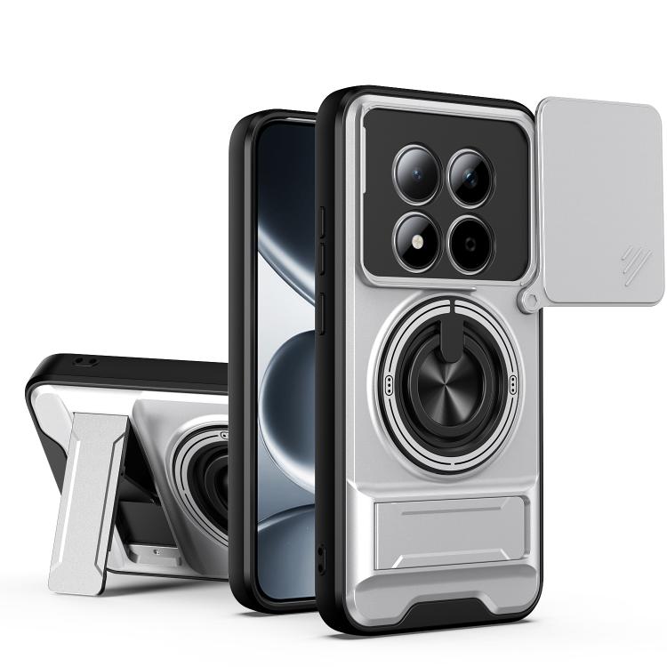 For Redmi Note 15 Pro 4G Global 163.2mm Lens Sliding Window Multifunctional Magnetic Shockproof Phone Case(Titanium Gray)
