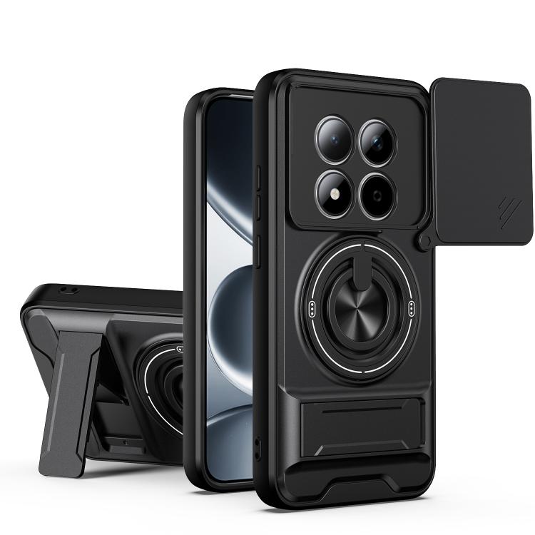 

For Redmi Note 15 Pro 5G Global 163.6mm Lens Sliding Window Multifunctional Magnetic Shockproof Phone Case(Black)