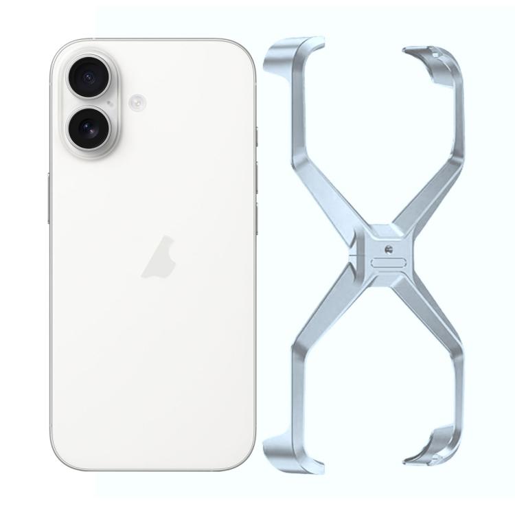 

For iPhone 17 Frameless X-shaped Metal Phone Case(Silver)