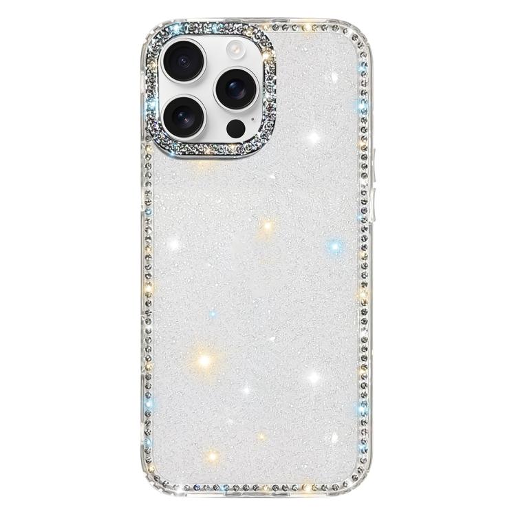 

For iPhone 16 Pro Max Rhinestone Dual-side IMD PC Hybrid TPU Phone Case(Glitter Transparent)