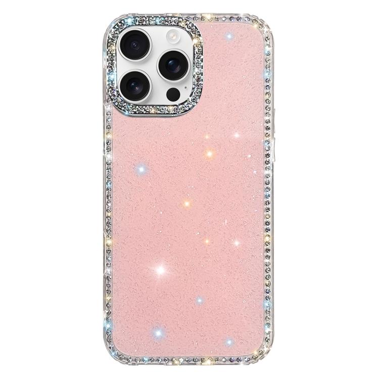 

For iPhone 16 Pro Rhinestone Dual-side IMD PC Hybrid TPU Phone Case(Glitter Light Pink)