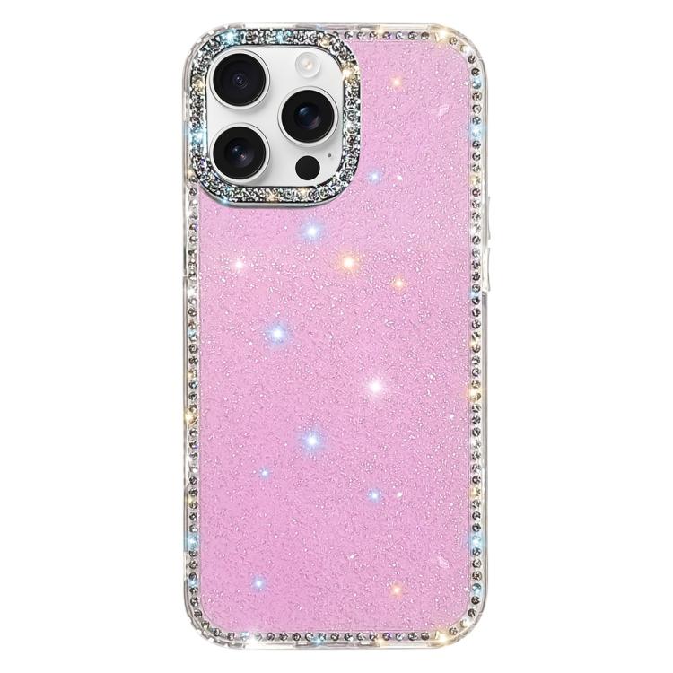 

For iPhone 16 Pro Rhinestone Dual-side IMD PC Hybrid TPU Phone Case(Glitter Light Purple)