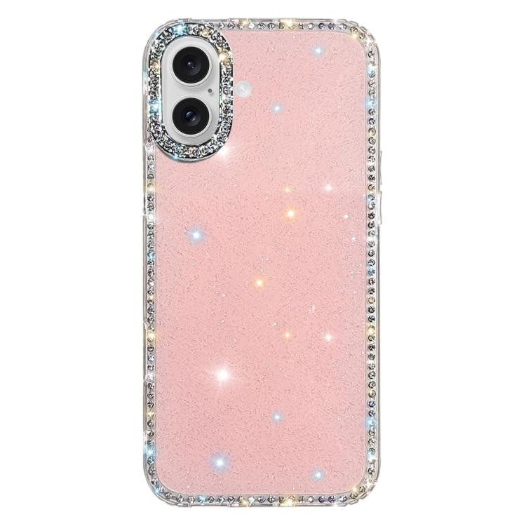 

For iPhone 16 Plus Rhinestone Dual-side IMD PC Hybrid TPU Phone Case(Glitter Light Pink)