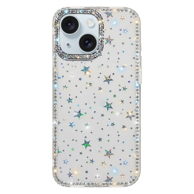 

For iPhone 13 Rhinestone Dual-side IMD PC Hybrid TPU Phone Case(Stars Transparent)
