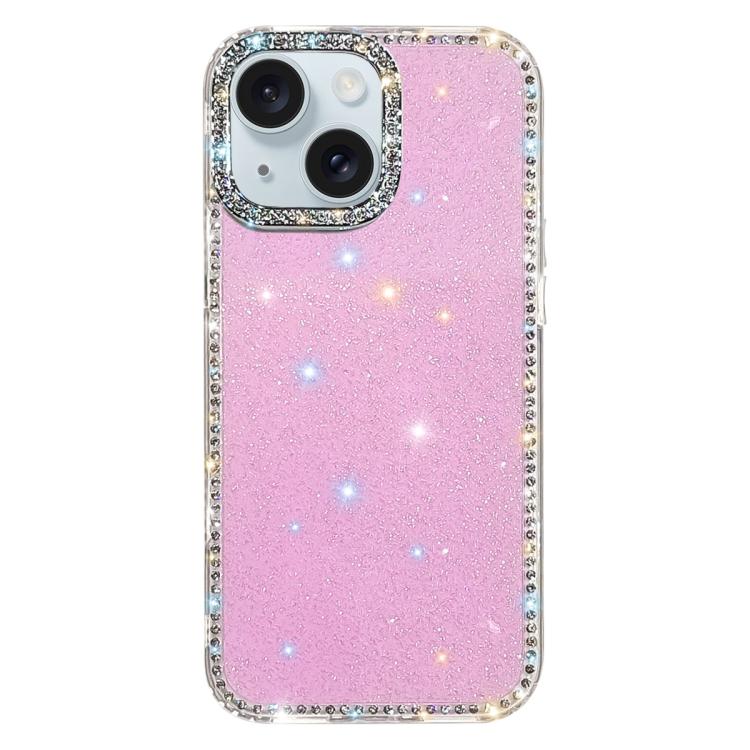 

For iPhone 13 Rhinestone Dual-side IMD PC Hybrid TPU Phone Case(Glitter Light Purple)