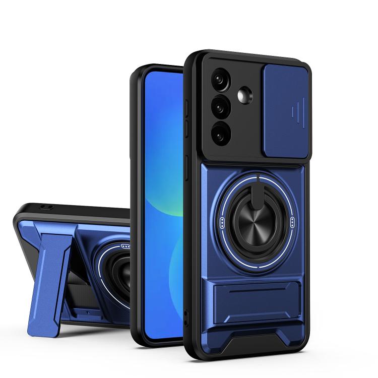 

For Samsung Galaxy A37 5G Lens Sliding Window Multifunctional Magnetic Shockproof Phone Case(Royal Blue)