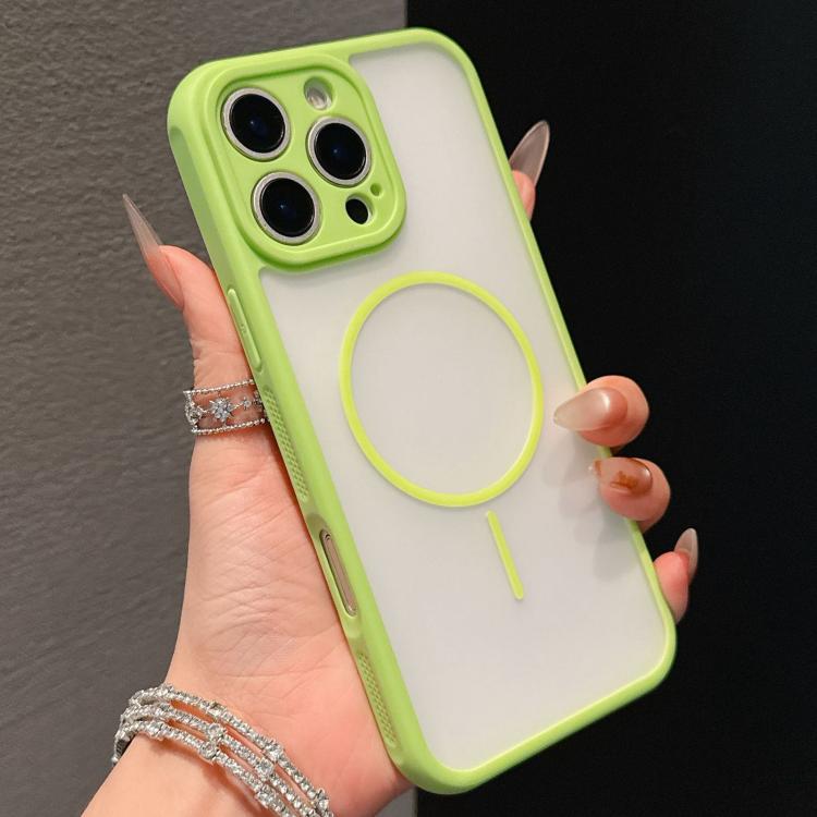 

For iPhone 16 Pro Max Cooling Skin Feel Magnetic Phone Case(Fluorescent Green)
