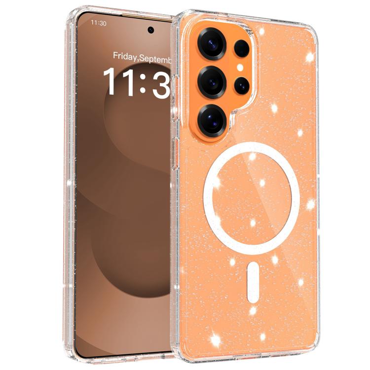 

For Samsung Galaxy S26 Ultra 5G Clear Glitter Magnetic PC Hybrid TPU Phone Case(Transparent)