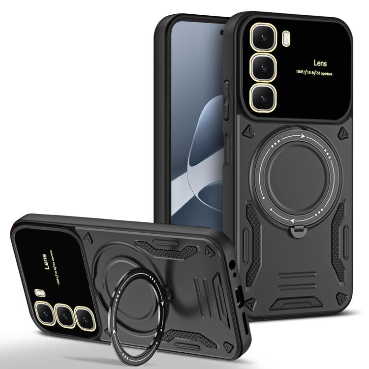 

For Infinix Hot 60 5G / 60i 4G Large Window MagSafe Holder Phone Case(Black)