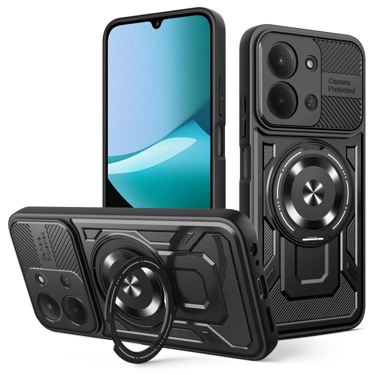 

For Redmi 15C 5G / 4G Global 171mm Armor Rotating Holder MagSafe Phone Case(Black)