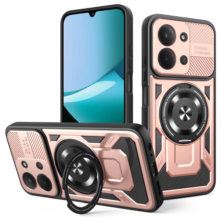 

For Redmi 15C 5G / 4G Global 171mm Armor Rotating Holder MagSafe Phone Case(Rose Gold)