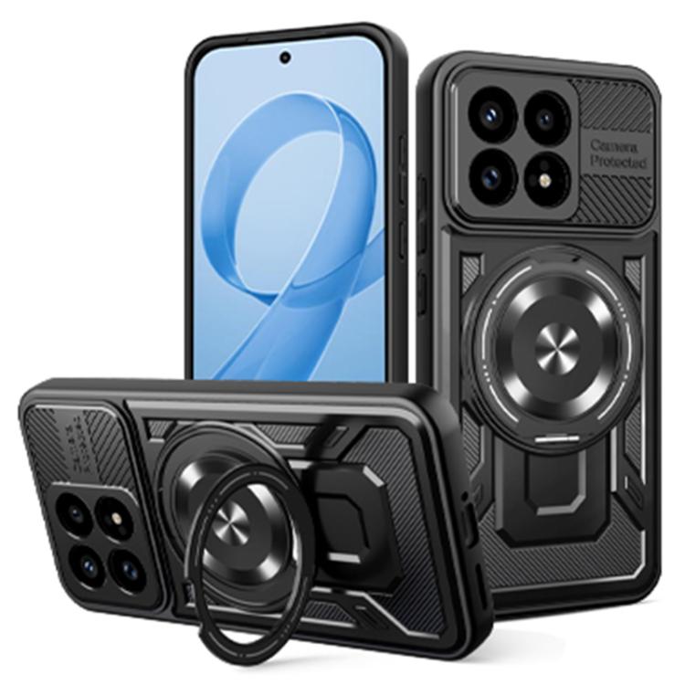 

For Redmi K90 / Poco F8 Pro Armor Rotating Holder MagSafe Phone Case(Black)