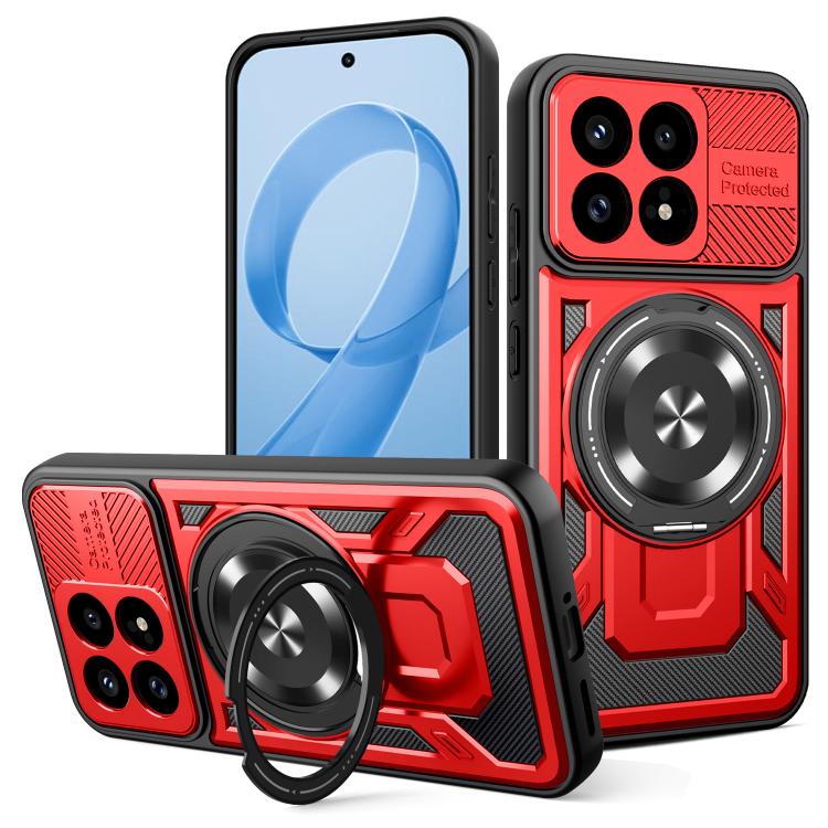 

For Redmi K90 / Poco F8 Pro Armor Rotating Holder MagSafe Phone Case(Red)