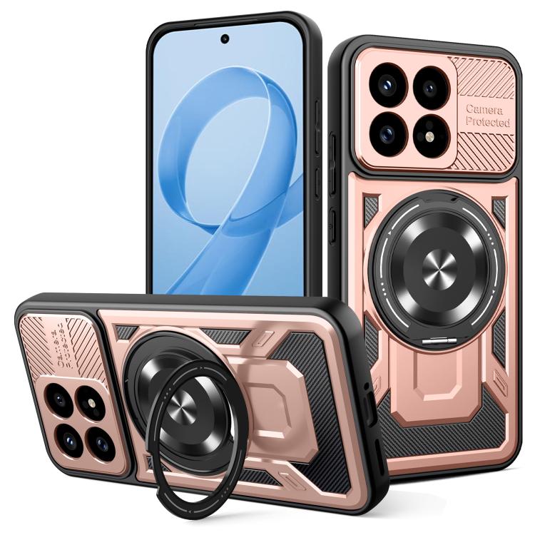

For Redmi K90 / Poco F8 Pro Armor Rotating Holder MagSafe Phone Case(Rose Gold)