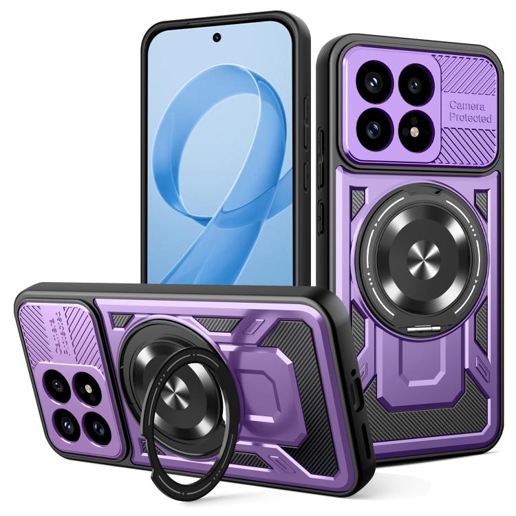 

For Redmi K90 / Poco F8 Pro Armor Rotating Holder MagSafe Phone Case(Purple)