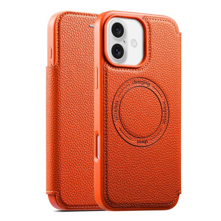 

For iPhone 17 ESEBLE Ultra-thin Card Slot Magnetic Vegan Leather Phone Case(Orange)