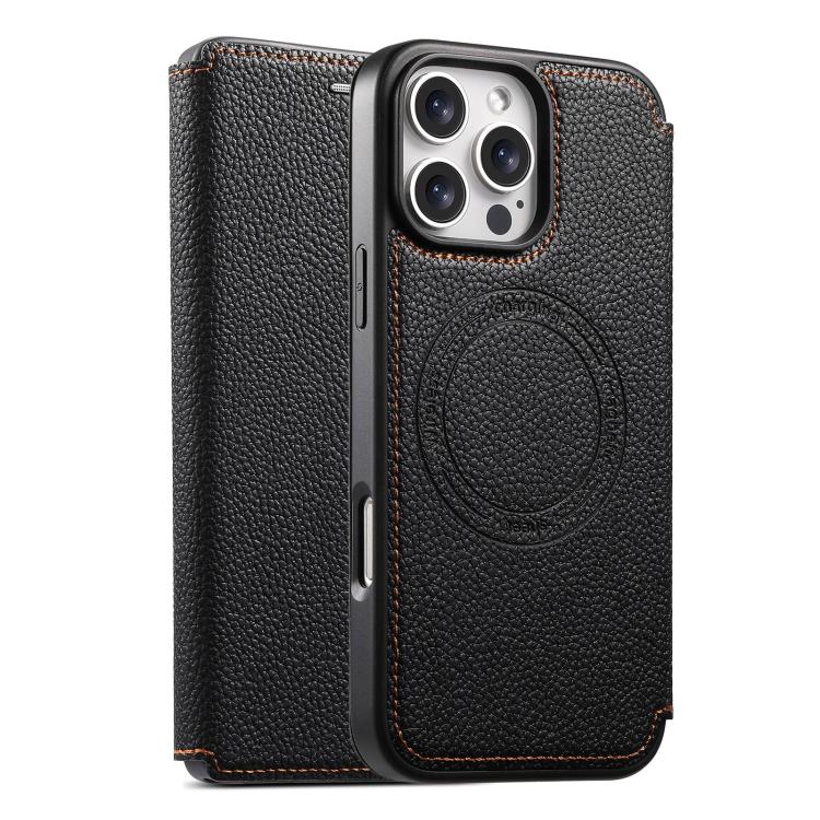 

For iPhone 16 Pro ESEBLE Ultra-thin Card Slot Magnetic Vegan Leather Phone Case(Black)