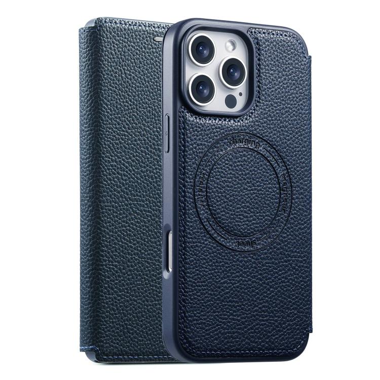 

For iPhone 16 Pro ESEBLE Ultra-thin Card Slot Magnetic Vegan Leather Phone Case(Blue)