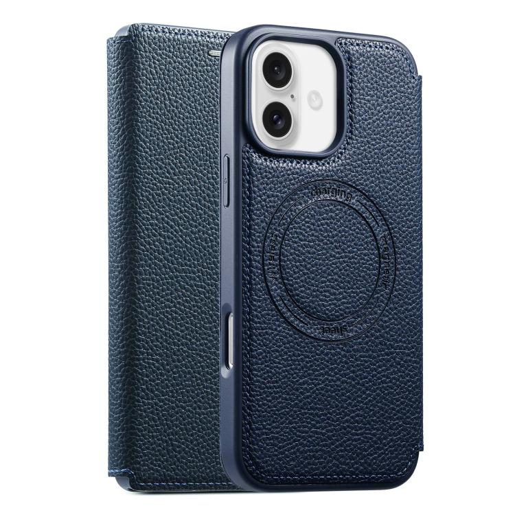 

For iPhone 16 ESEBLE Ultra-thin Card Slot Magnetic Vegan Leather Phone Case(Blue)