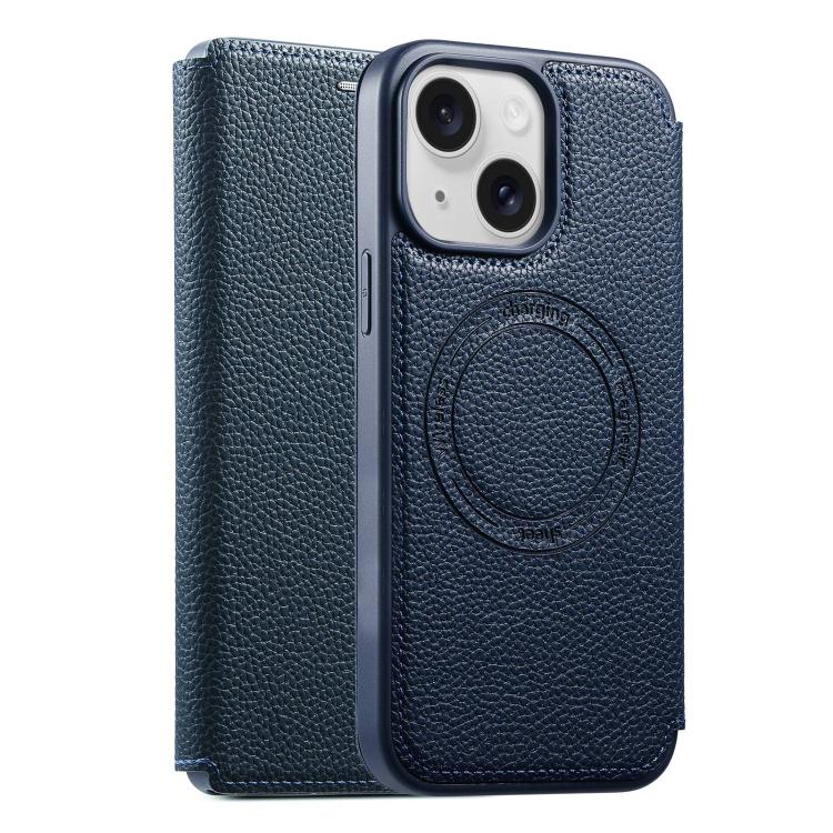 

For iPhone 15 ESEBLE Ultra-thin Card Slot Magnetic Vegan Leather Phone Case(Blue)