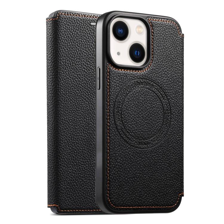 

For iPhone 14 / 13 ESEBLE Ultra-thin Card Slot Magnetic Vegan Leather Phone Case(Black)