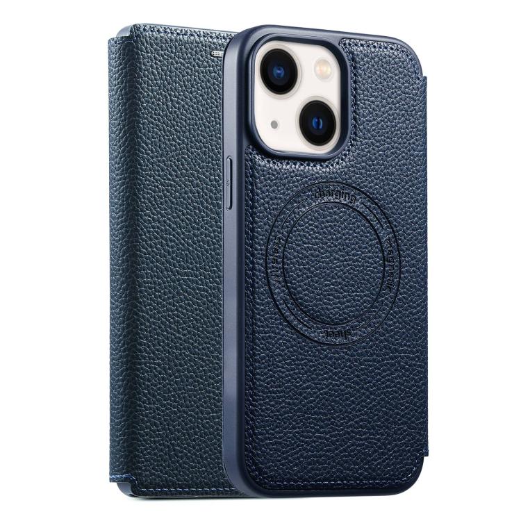 

For iPhone 14 / 13 ESEBLE Ultra-thin Card Slot Magnetic Vegan Leather Phone Case(Blue)