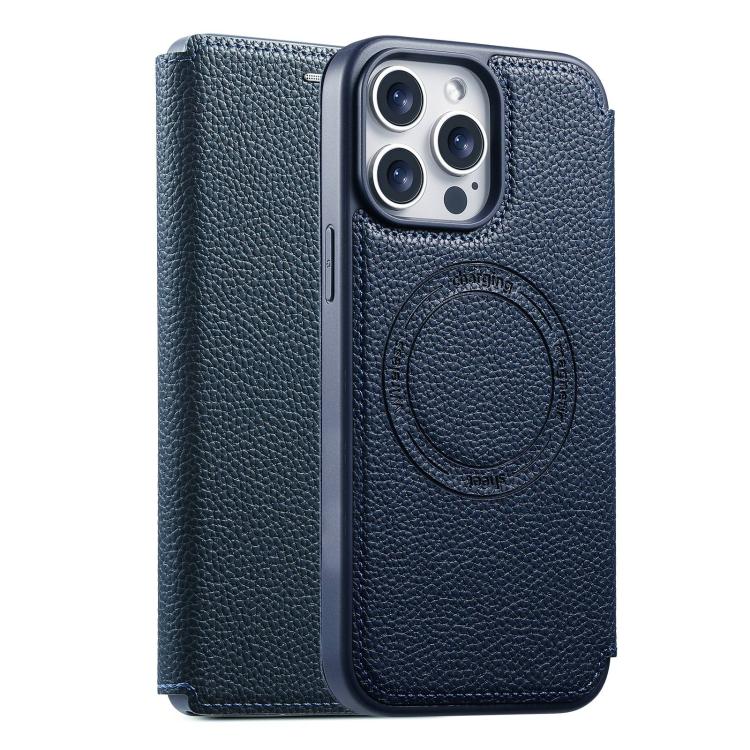 For iPhone 14 Pro ESEBLE Ultra-thin Card Slot Magnetic Vegan Leather Phone Case(Blue)