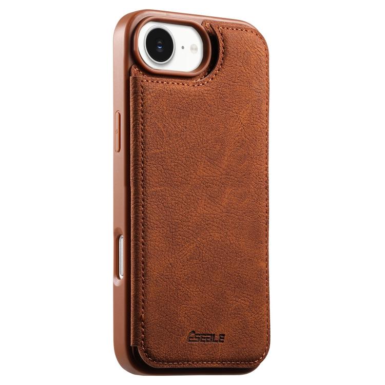 

For iPhone 16e ESEBLE Retro Texture Double Buckle Card Slot Phone Case(Brown)