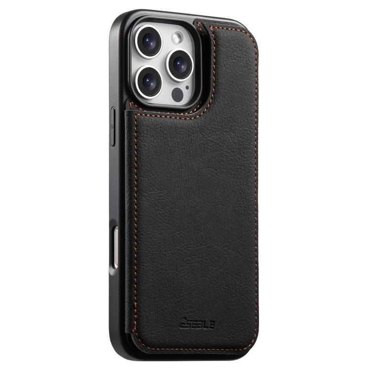 

For iPhone 16 Pro Max ESEBLE Retro Texture Double Buckle Card Slot Phone Case(Black)