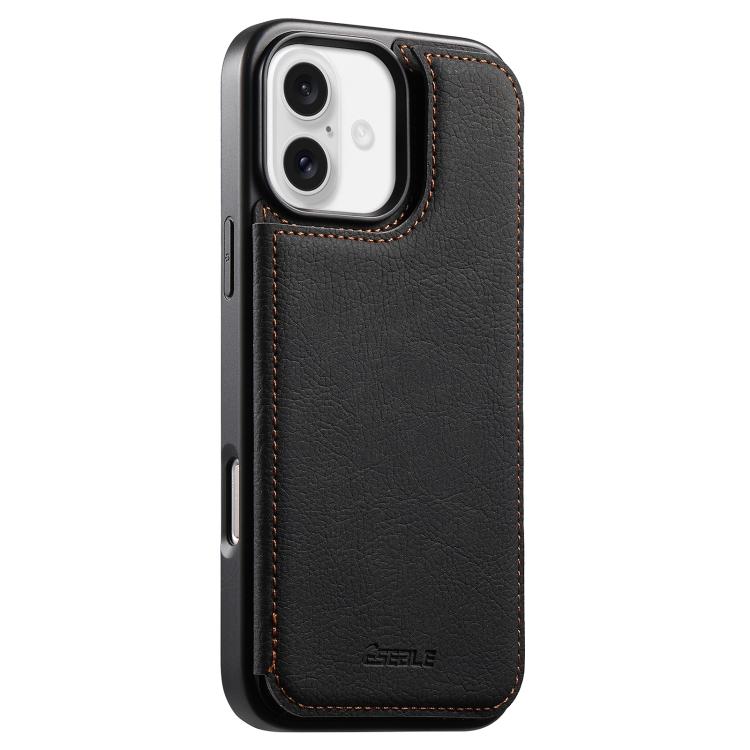 

For iPhone 16 ESEBLE Retro Texture Double Buckle Card Slot Phone Case(Black)