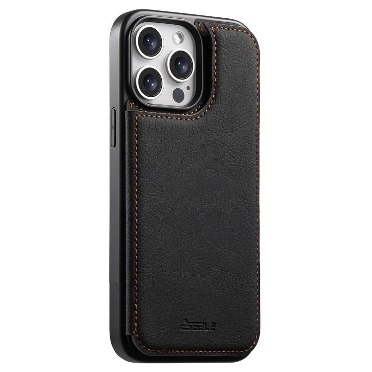 

For iPhone 15 Pro Max ESEBLE Retro Texture Double Buckle Card Slot Phone Case(Black)