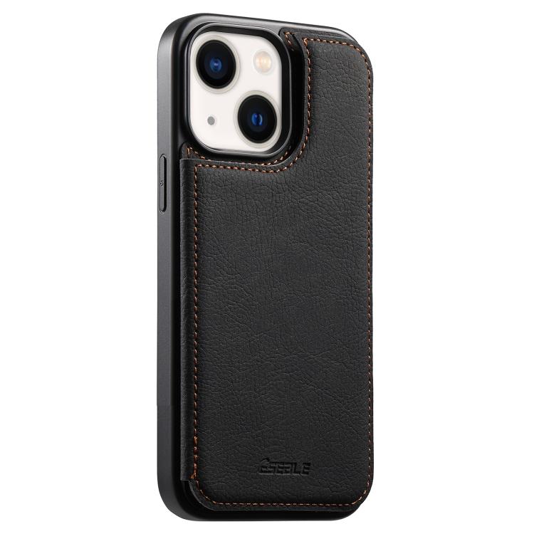 

For iPhone 14 / 13 ESEBLE Retro Texture Double Buckle Card Slot Phone Case(Black)