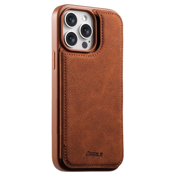 

For iPhone 13 Pro ESEBLE Retro Texture Double Buckle Card Slot Phone Case(Brown)