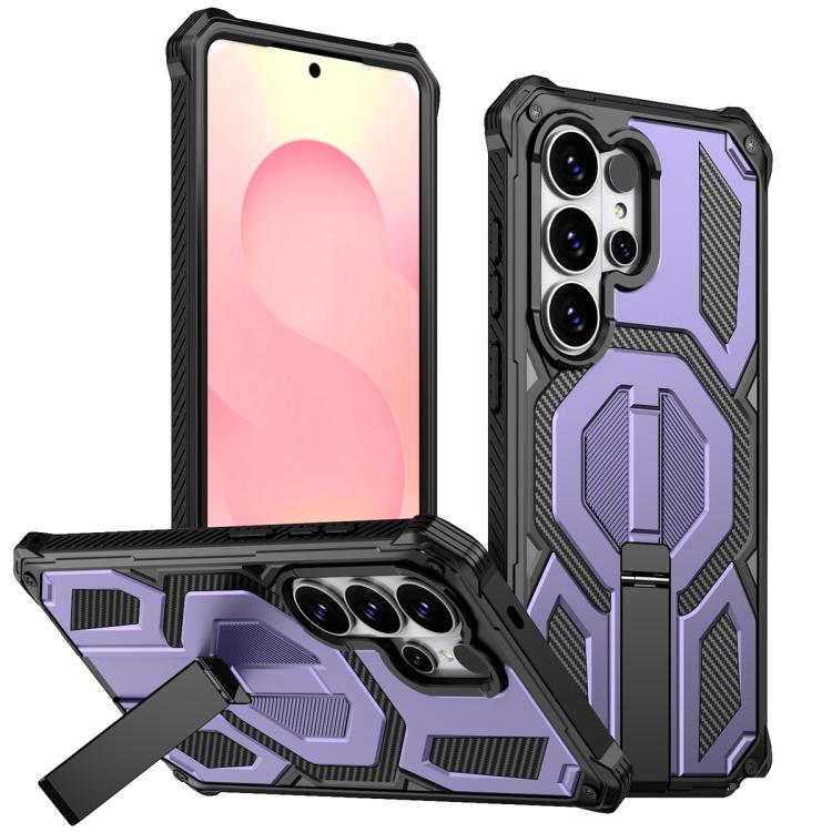 

For Samsung Galaxy S26 Ultra 5G Hidden Metal Holder Magnetic Shockproof Phone Case(Purple)