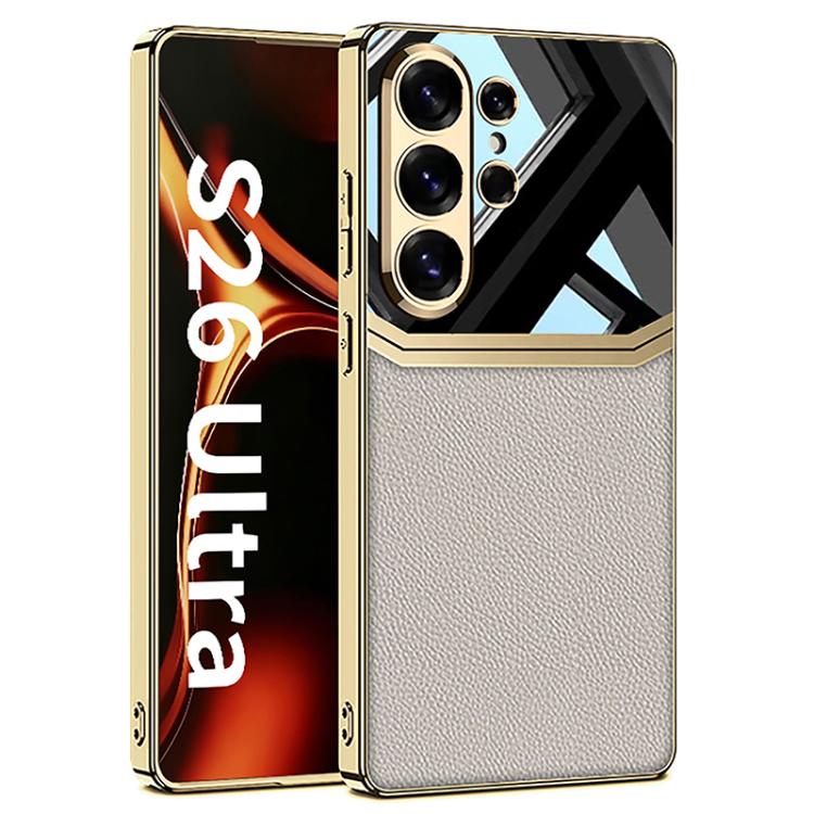 

For Samsung Galaxy S26 Ultra 5G GKK Plating TPU + Leather Lens Protection Full Coverage Phone Case(Titanium Gray)
