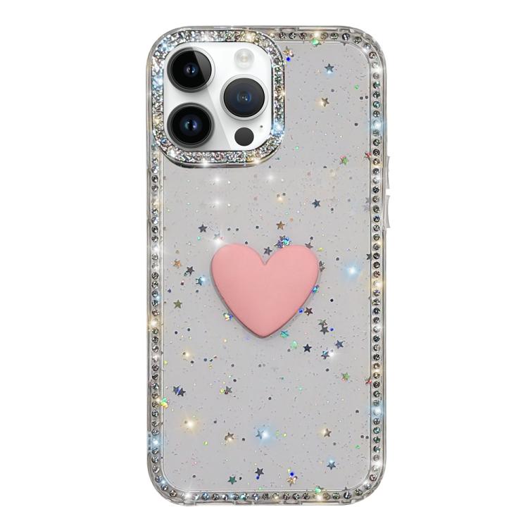 

For iPhone 14 Pro Flash Rhinestone Double-sided IMD Love Heart Phone Case(Glitter Stars)