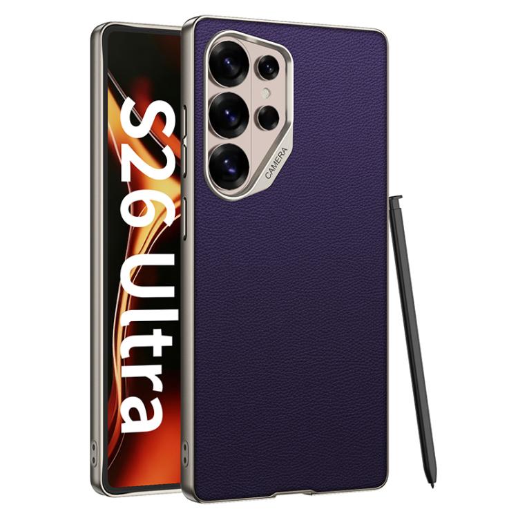 

For Samsung Galaxy S26 Ultra 5G GKK Large Camera Hole Metal Paint Skin Feel Vegan Leather Phone Case, Without Pen(Purple)