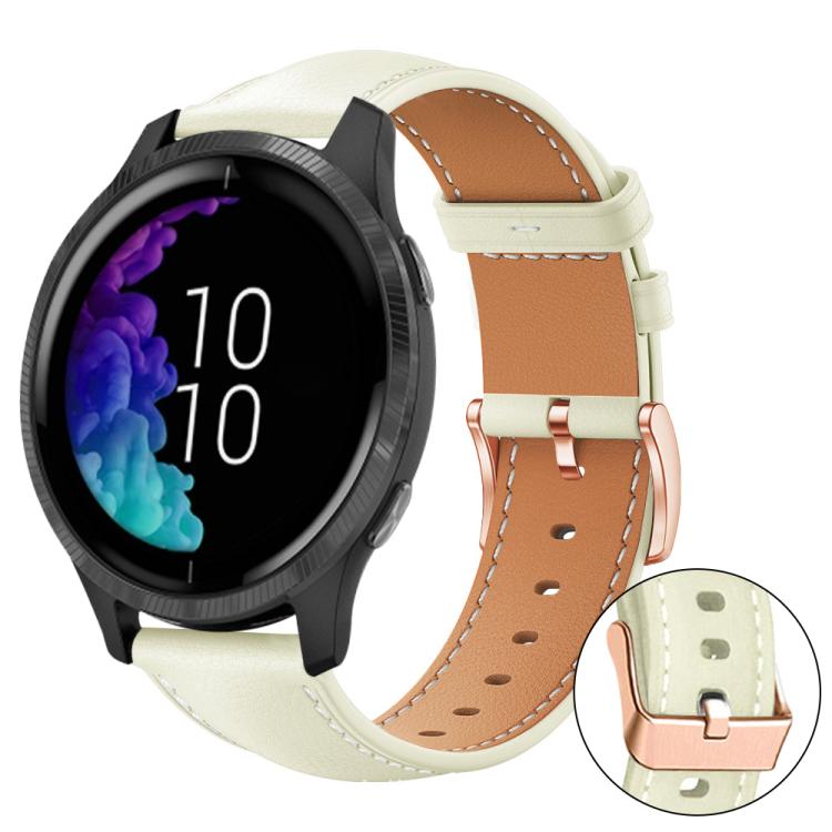 

20mm xDfind Flat Head Rose Gold Buckle Black Shark Fine Grain Vegan Leather Watch Band(Creamy White)