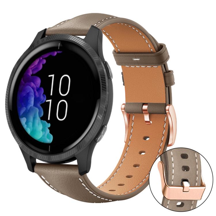 

20mm xDfind Flat Head Rose Gold Buckle Black Shark Fine Grain Vegan Leather Watch Band(Earthy Brown)