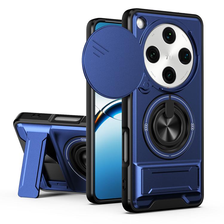 For OPPO Find X8 Pro 5G Lens Sliding Window Multifunctional Magnetic Shockproof Phone Case(Royal Blue)