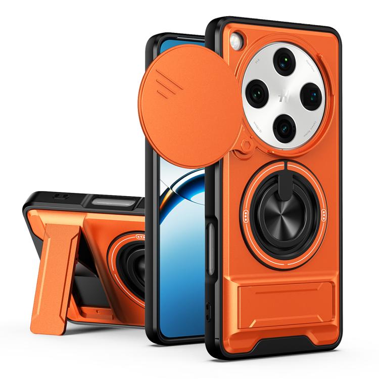 For OPPO Find X8 Pro 5G Lens Sliding Window Multifunctional Magnetic Shockproof Phone Case(Orange)
