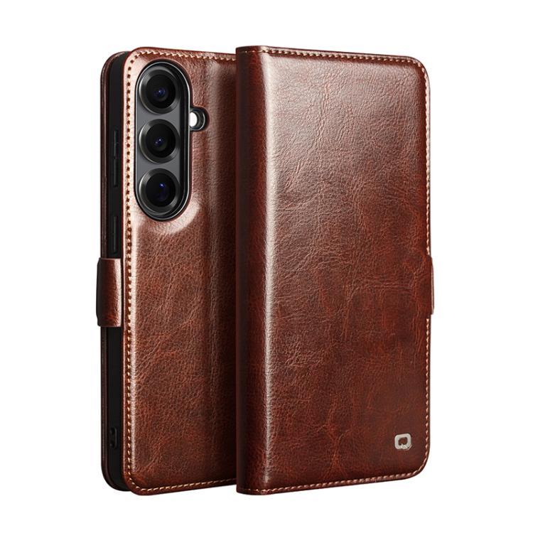 

For Samsung Galaxy S26 5G QIALINO Classic 103 Buckle Genuine Leather Phone Case(Brown)