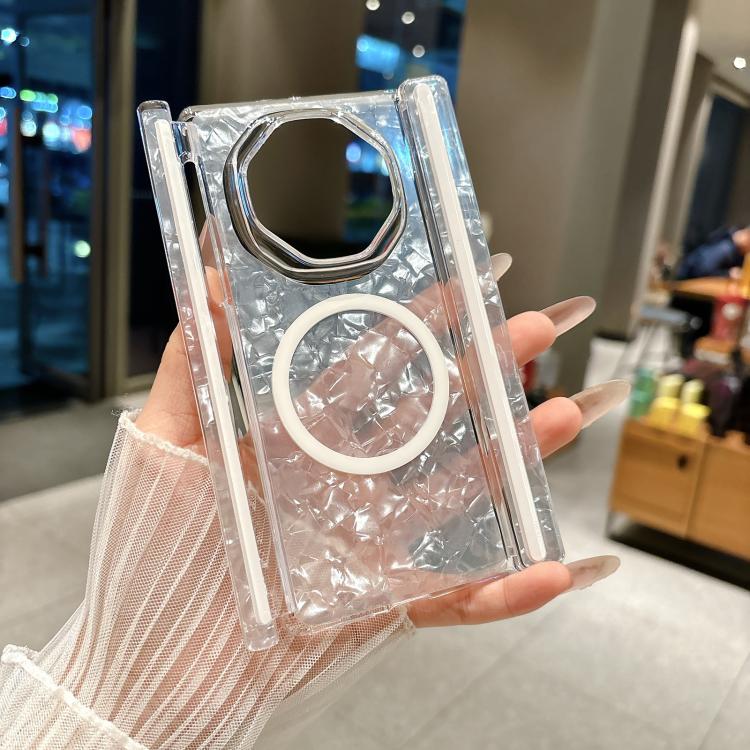 

For Huawei Mate XT / XTs Ultimate Shell Patterned Double Axis Magnetic Folding Phone Case(White)