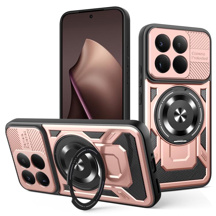 

For Xiaomi 15T 5G Armor Rotating Holder MagSafe Phone Case(Rose Gold)
