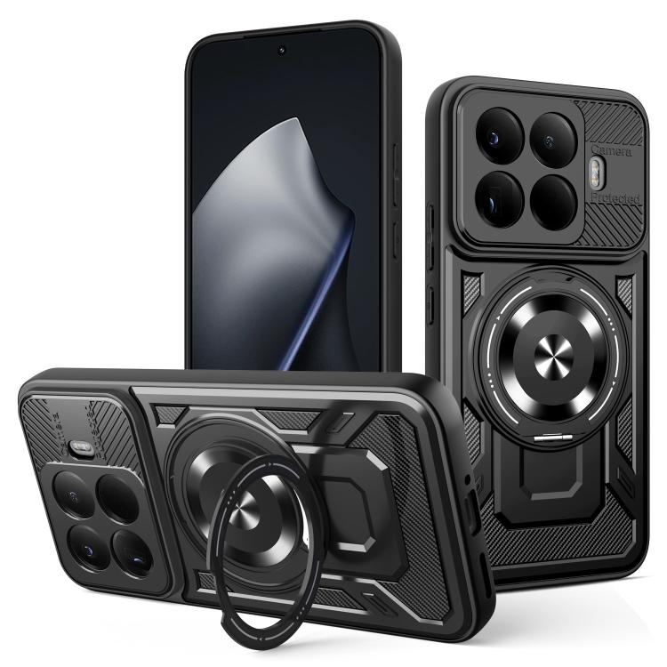 

For Xiaomi 15T Pro 5G Armor Rotating Holder MagSafe Phone Case(Black)